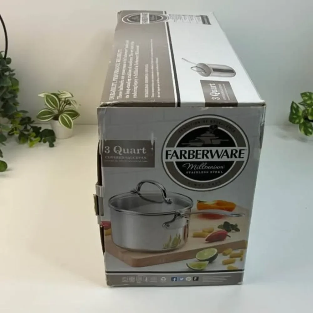 Farberware 3Qt Saucepan with Glass Lid New in Box Works with Induction